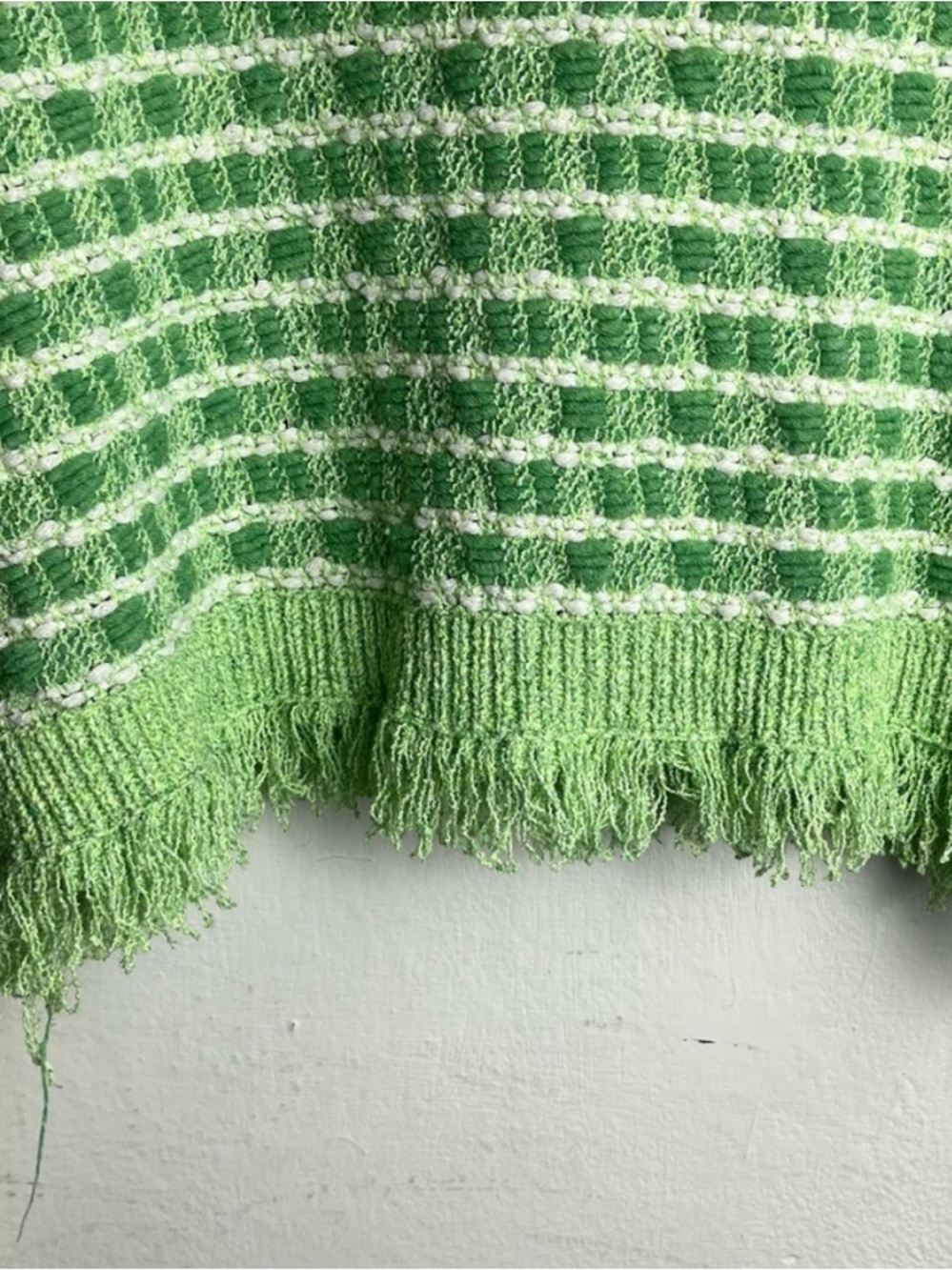 ZARA Green Striped Distressed Cropped Sweater Frayed Hem Knit Top - Picture 4 of 14